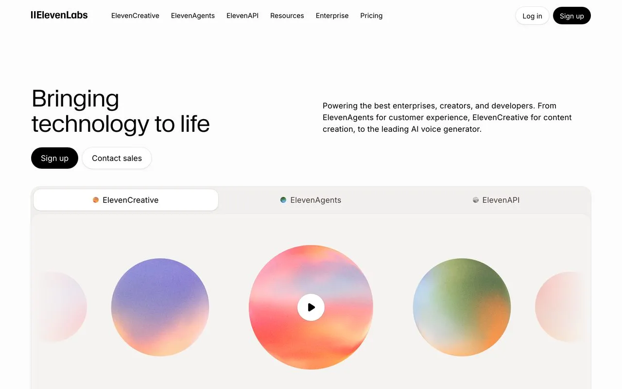 ElevenLabs pricing and voice library page for AI voiceover on faceless channels