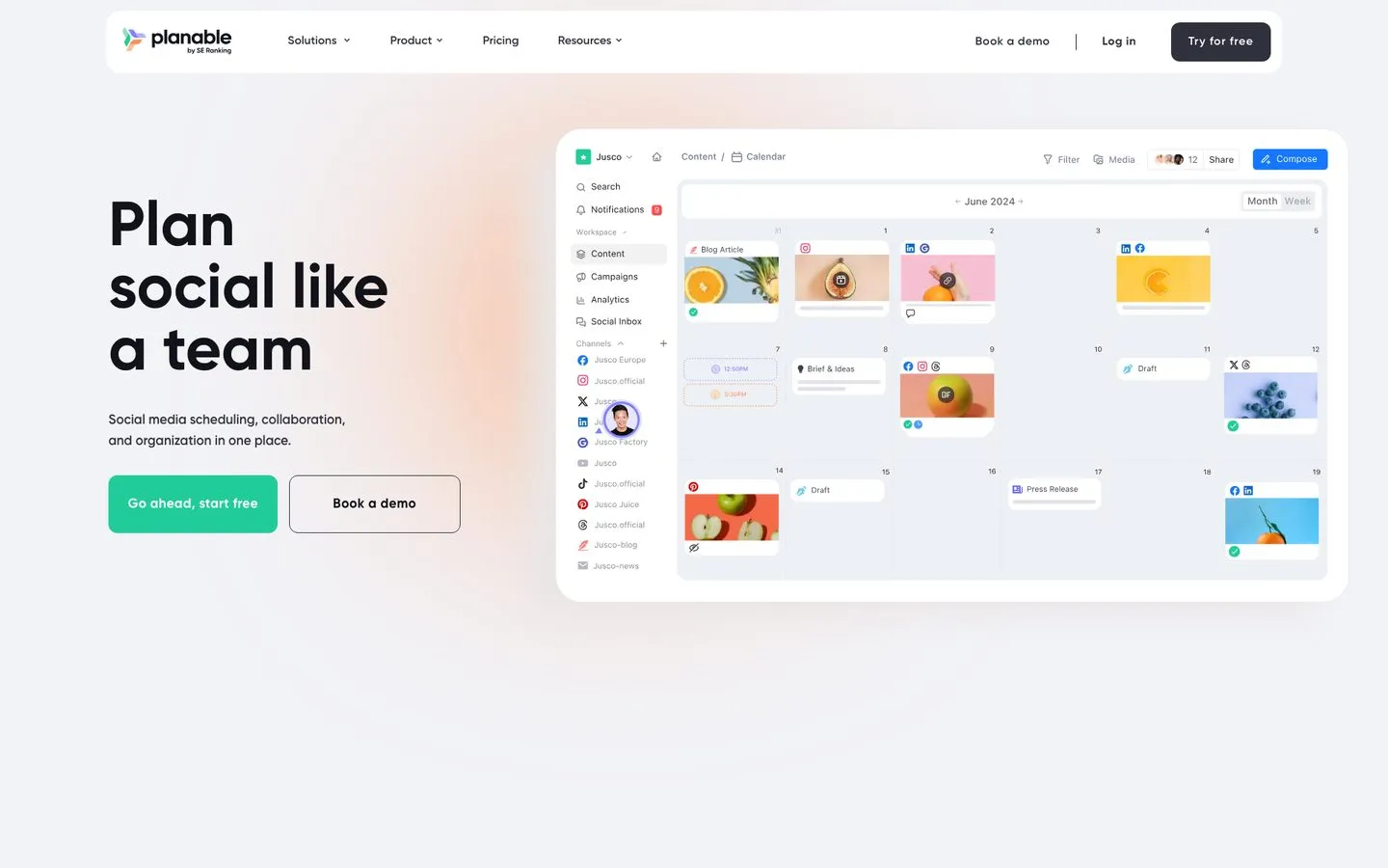 Planable homepage showing collaborative content approval workflow for agencies