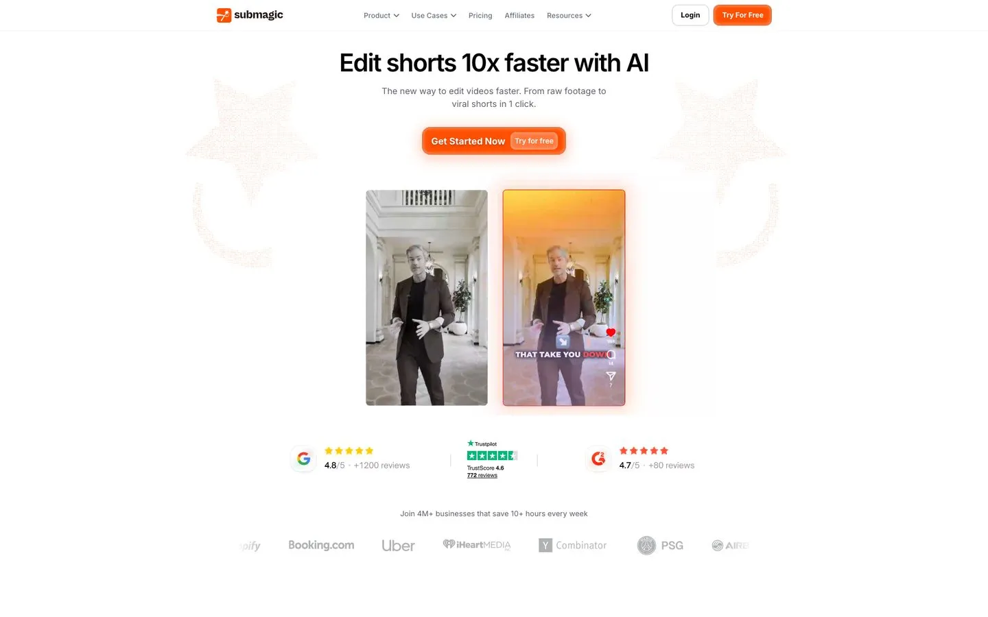AI content repurposing tools - Submagic AI editing a vertical short with animated captions and B-roll overlay
